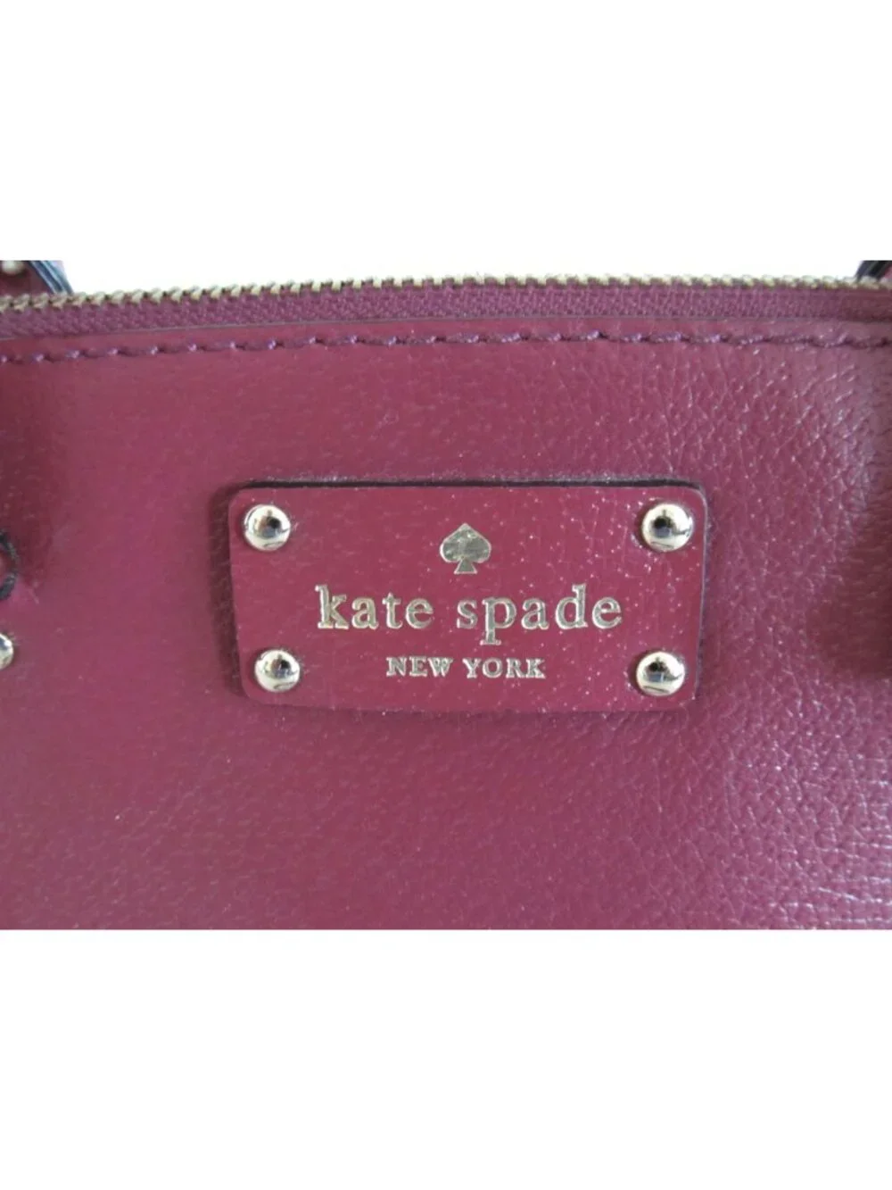 Kate Spade New York Burgundy Leather Dual Handles Shoulder Bag Removable Strap